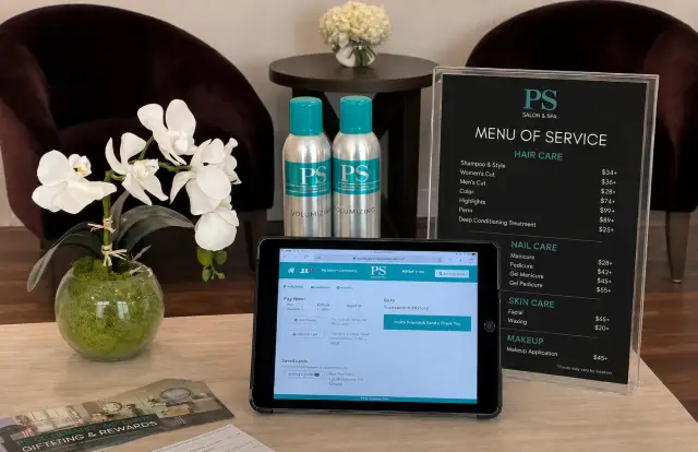 PS Celebration Account POS, Menu of Service, PS products and salon display