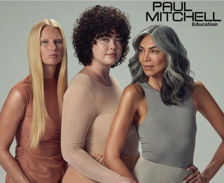 Paul Mitchell Education campaign with three models